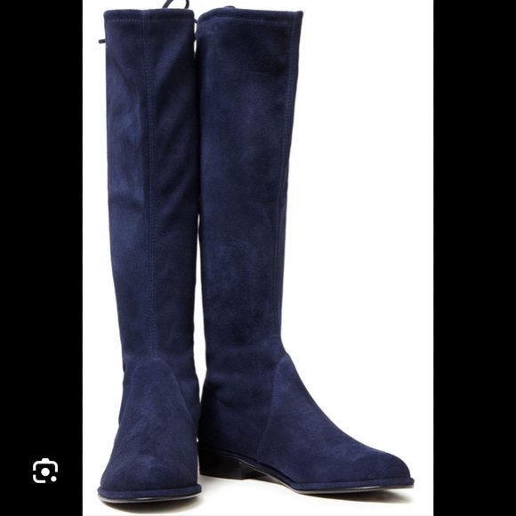 Stuart Weitzman Kneezie Suede Boots Navy sz 8.5 - Picture 2 of 11